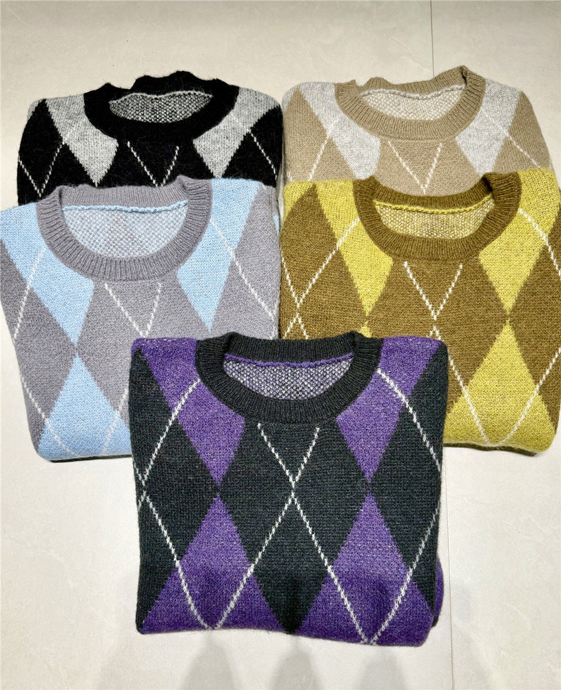 Lingge round neck pullover sweater for women