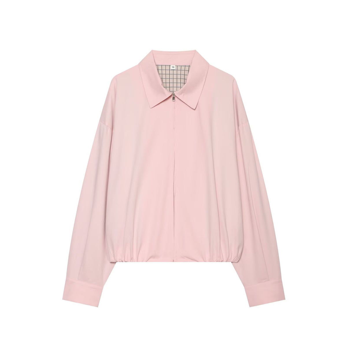 Casual loose zipper embellished lapel cotton jacket