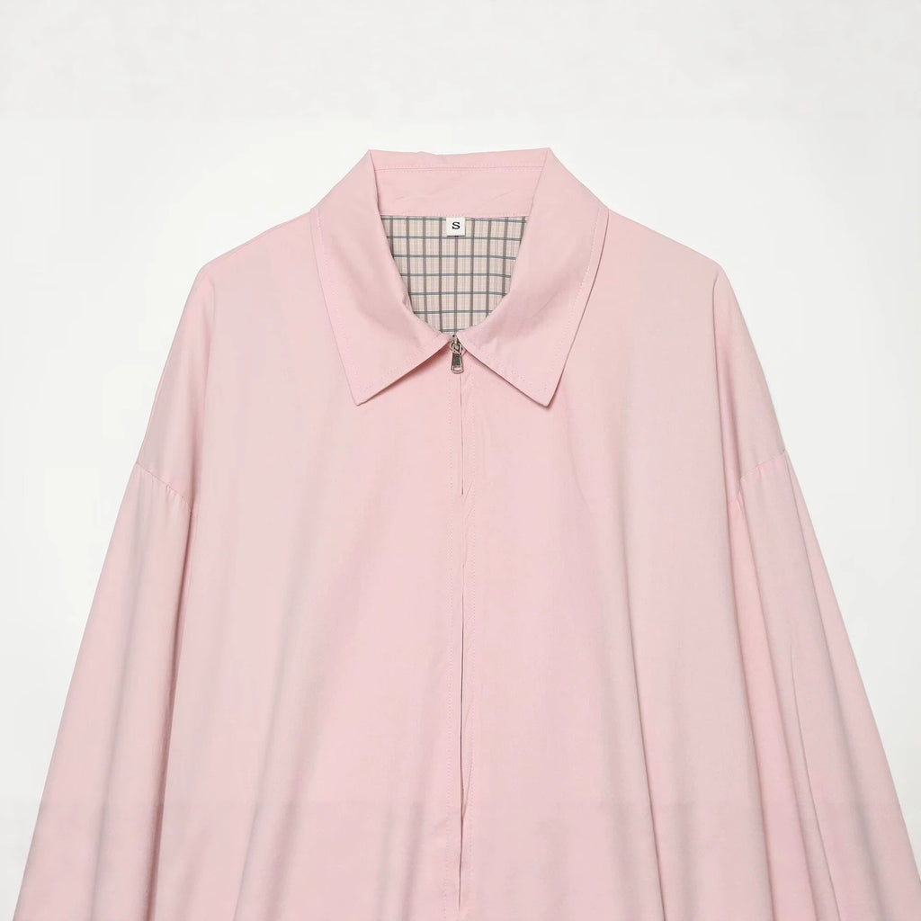 Casual loose zipper embellished lapel cotton jacket
