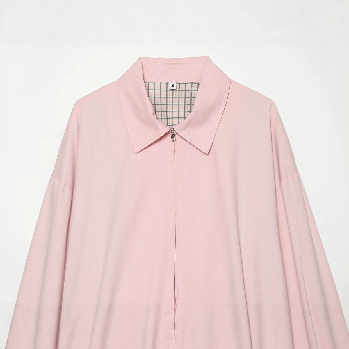 Casual loose zipper embellished lapel cotton jacket
