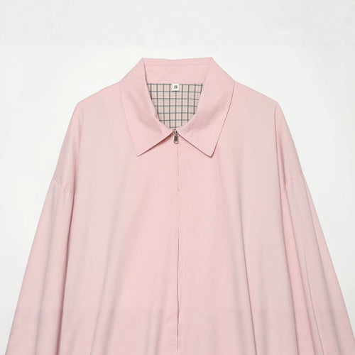 Casual loose zipper embellished lapel cotton jacket