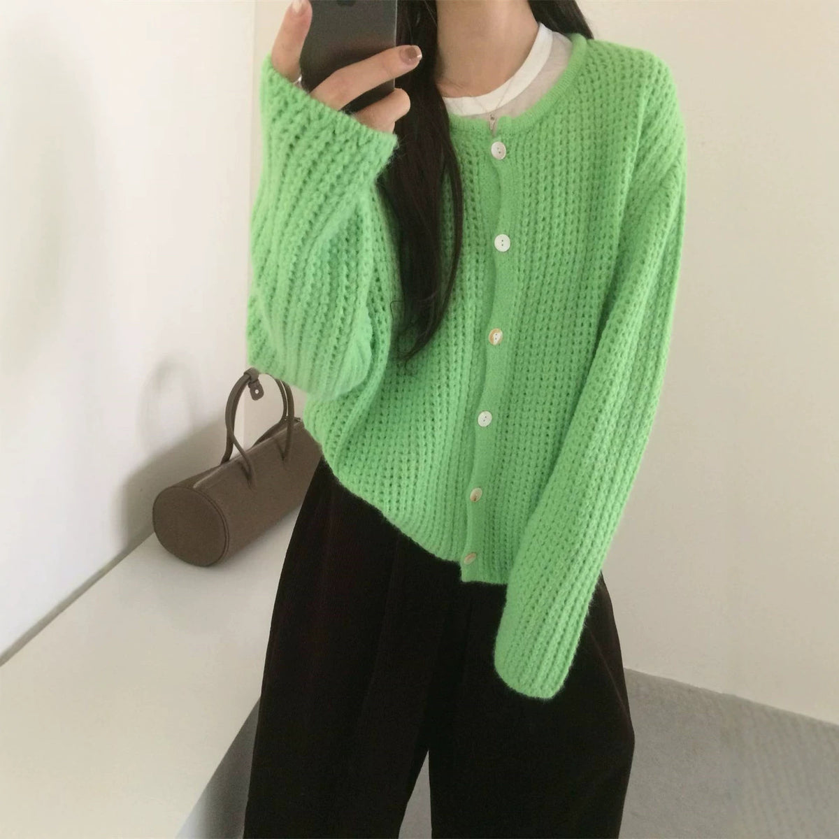 Women's round-neck sweater cardigan