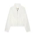 Elastic hem long sleeved stand up collar jacket for women
