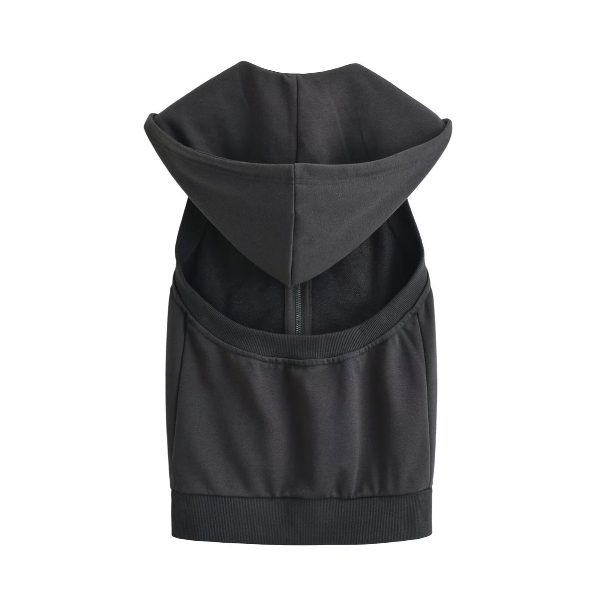 Women's Zippered Hooded Vest with Gold Buckle Decor